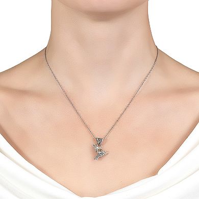 Main and Sterling Oxidized Sterling Silver Hummingbird Pendant Necklace
