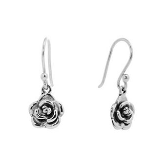 Main and Sterling Sterling Silver 3D Flower Drop Earrings