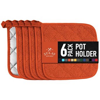 Zulay Kitchen Washable Potholder For Cooking And Baking (6 Pack)