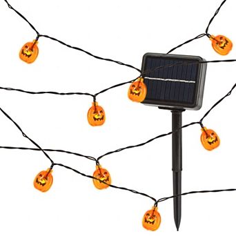 Gerson Spooky Jack O'Lantern Solar String Lights