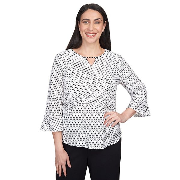 Women's Alfred Dunner Spliced Texture Flutter Sleeve Top