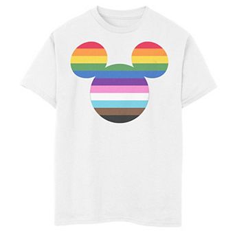 Disney's Mickey Mouse Rainbow Stripes Boys 8-20 Graphic Tee