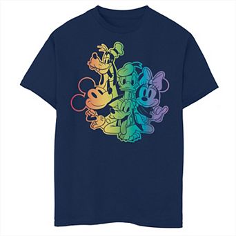 Boys 6-20 Mickey Mouse and Friends Rainbow Group Shot Graphic Tee