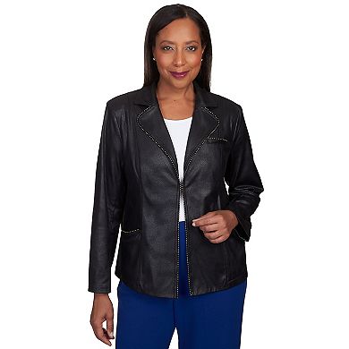 Petite Alfred Dunner Faux Leather Blazer Jacket