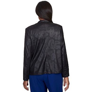 Petite Alfred Dunner Faux Leather Blazer Jacket