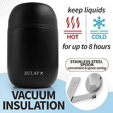 Zulay Kitchen Vacuum Insulated Food Jar for Hot Foods, Stainless Steel