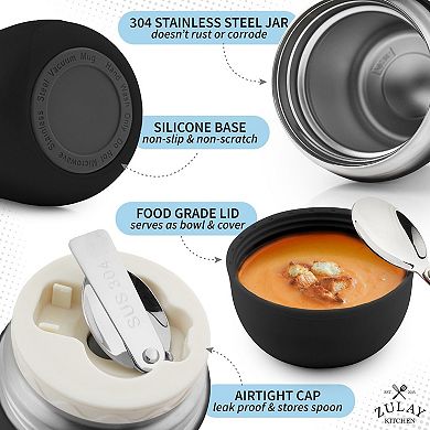 Vacuum Insulated Food Jar for Hot Foods, Stainless Steel