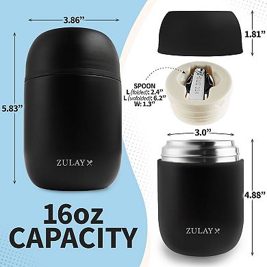 Zulay Kitchen Vacuum Insulated Food Jar for Hot Foods, Stainless Steel