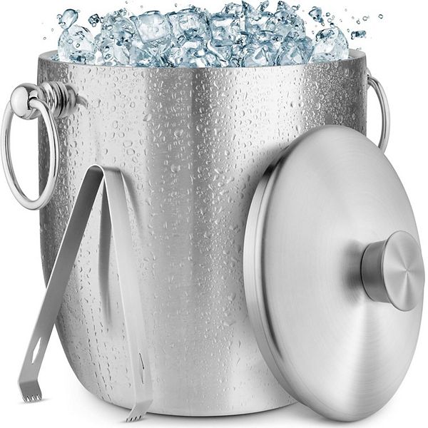 Zulay Kitchen Stainless Steel Double-Wall Insulated Ice Bucket Kit - 3 ...