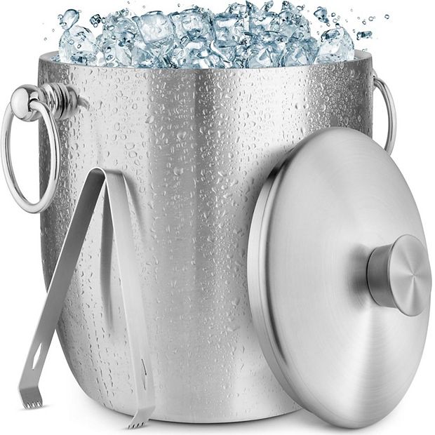 Zulay Kitchen Stainless Steel Double-Wall Insulated Ice Bucket Kit
