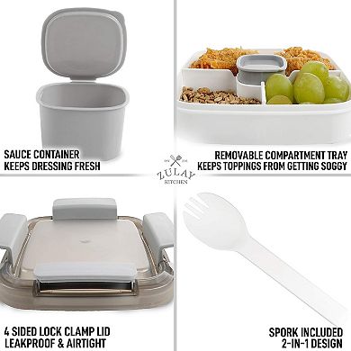 Zulay Kitchen Leak Proof Salad Dressing Container To Go With Smart Lock Design