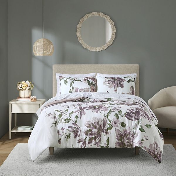 Madison Park Essentials Leena Floral Comforter Set with Sheets - Mauve (CAL KING)
