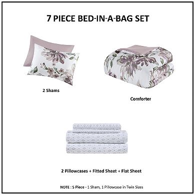 Madison Park Essentials Leena Floral Comforter Set with Bed Sheets