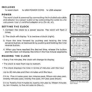 Hammer & Axe Sharper Image LED Light-Up Word Clock