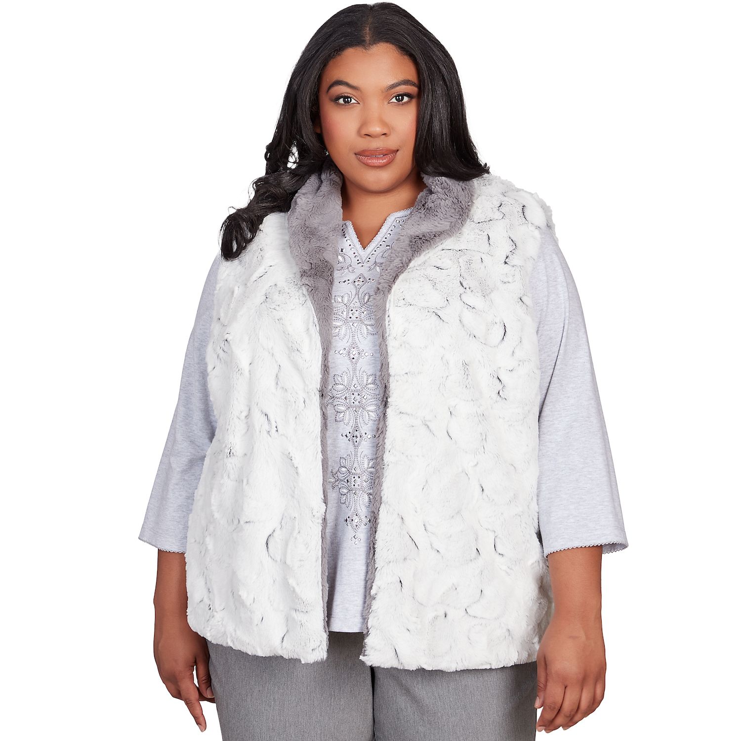 White fur vest hot sale plus size