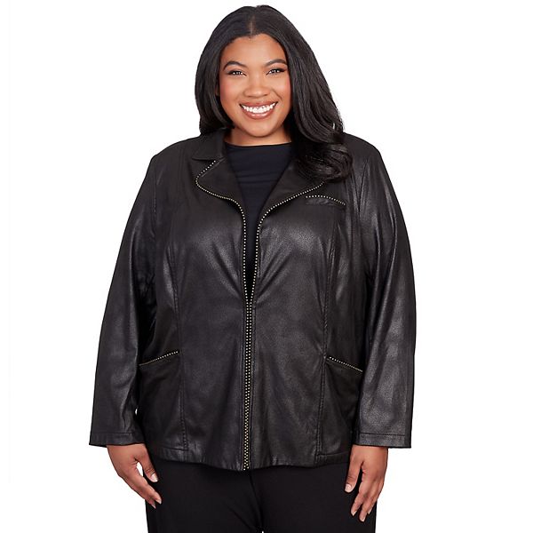Plus Size Alfred Dunner Faux Leather Blazer Jacket