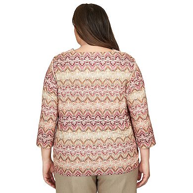 Plus Size Alfred Dunner Lace Neck Biadere Top