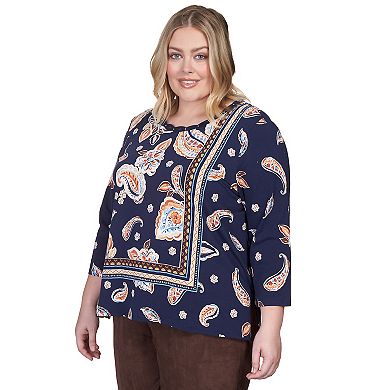 Plus Size Alfred Dunner Paisley Border Braid-Neck Top