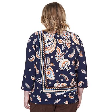Plus Size Alfred Dunner Paisley Border Braid-Neck Top