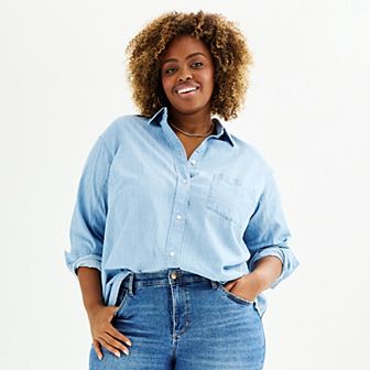 Plus Size Sonoma Goods For Life® Oversized Boyfriend Shirt