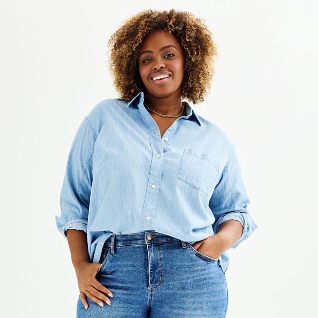 Oversized boyfriend button down shirt hot sale plus size