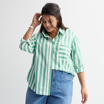 Plus Size Sonoma Goods For Life® Oversized Boyfriend Shirt