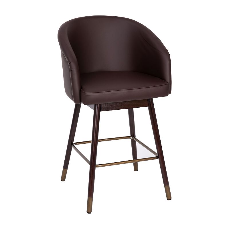 Flash Furniture Margo Commercial-Grade Mid-Back Modern Counter Stool, Brown