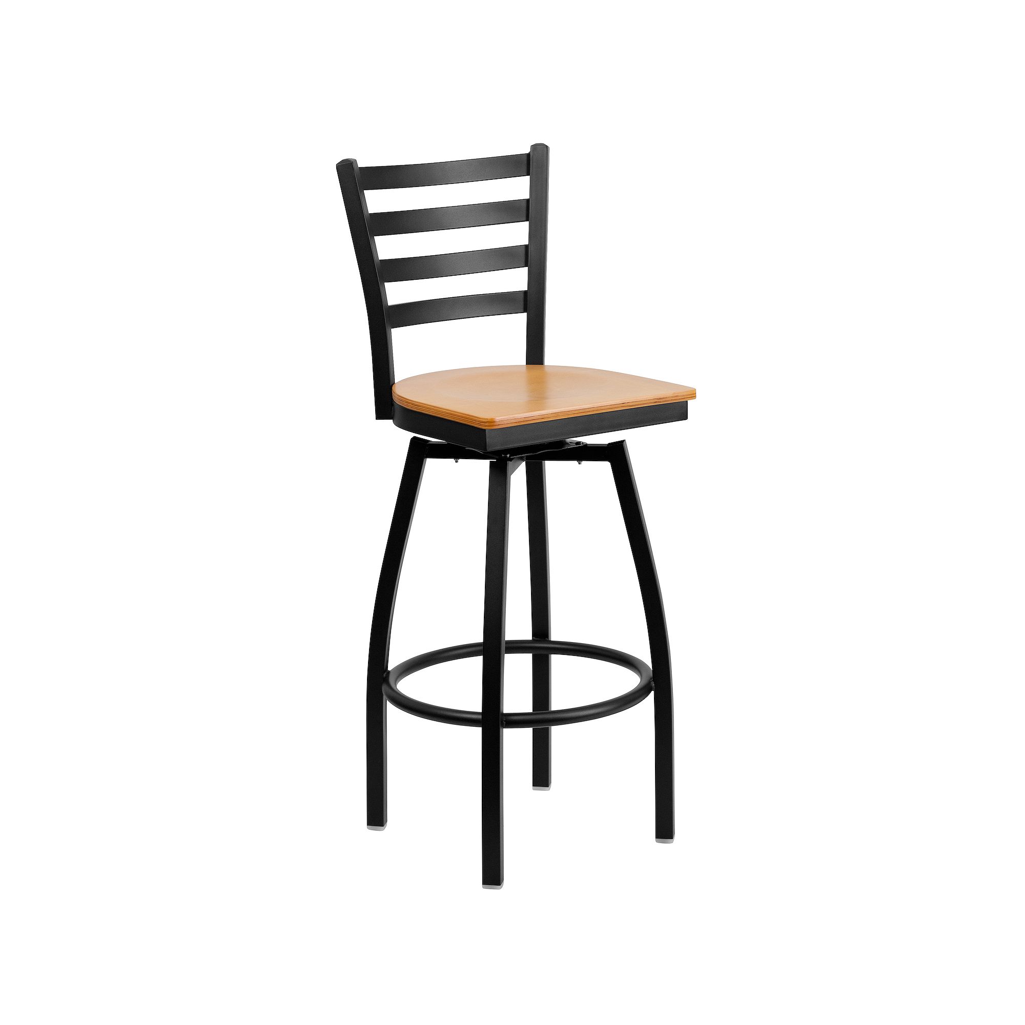 Flash Furniture Hercules Series Black Ladder Back Swivel Metal Barstool, Na