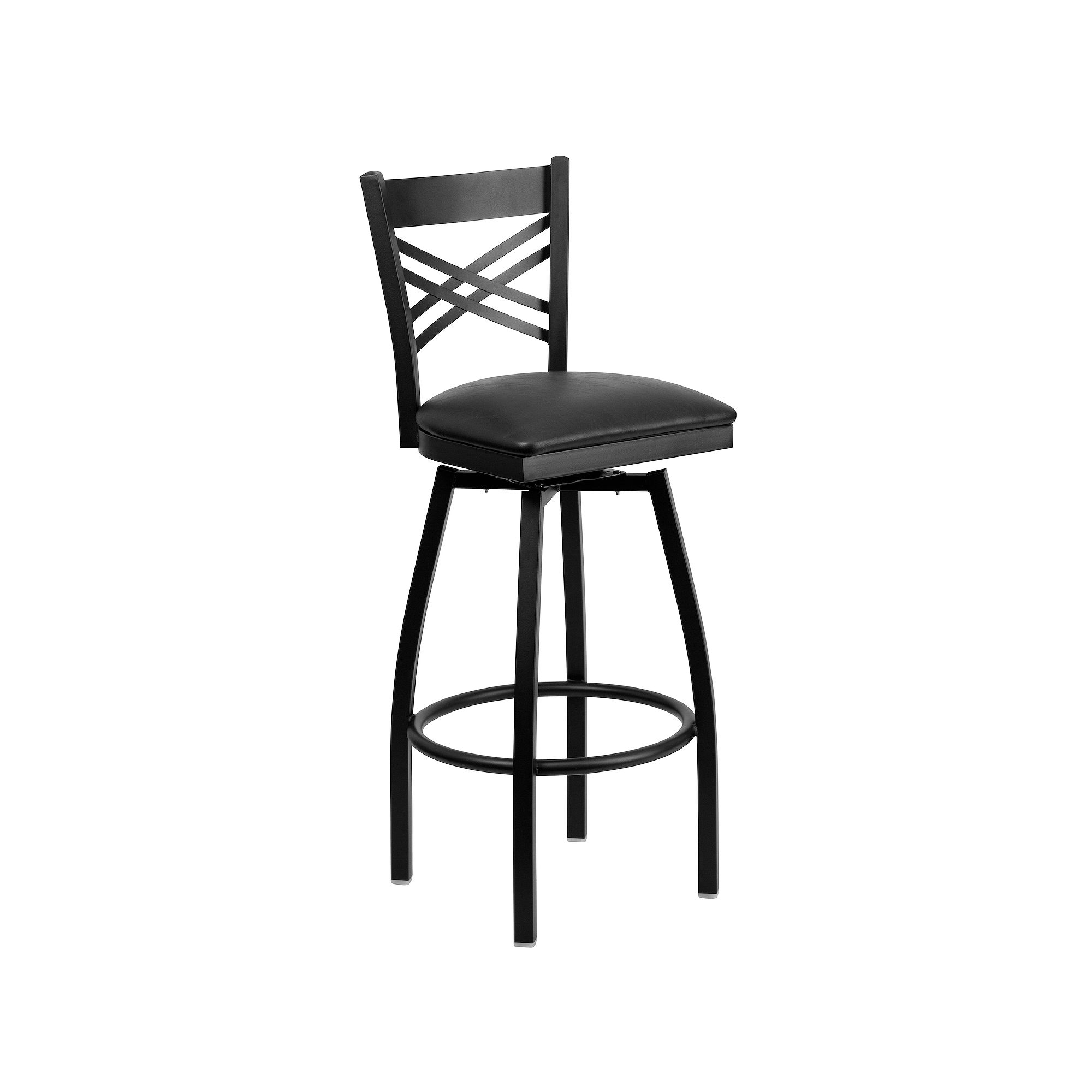 Flash Furniture Hercules Series Black X Back Swivel Metal Barstool, Bla
