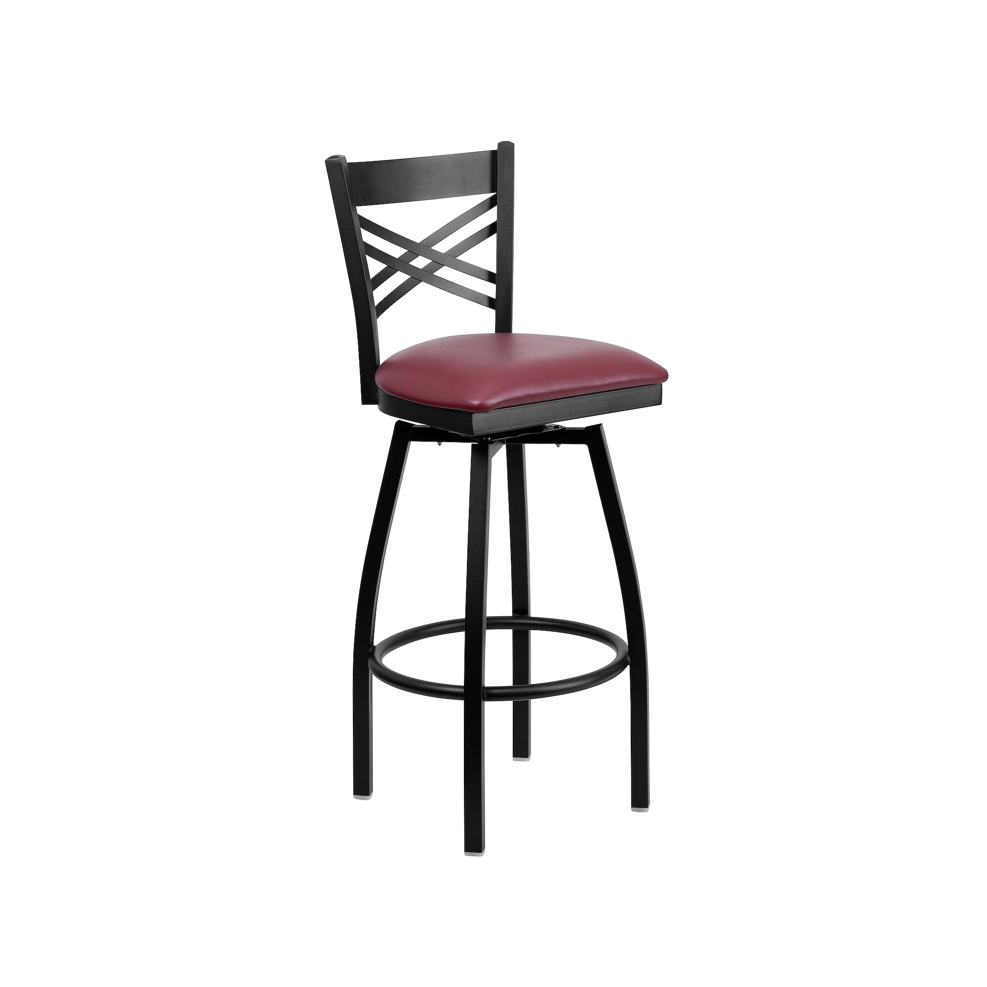Flash Furniture Hercules Series Black X Back Swivel Metal Barstool, Red