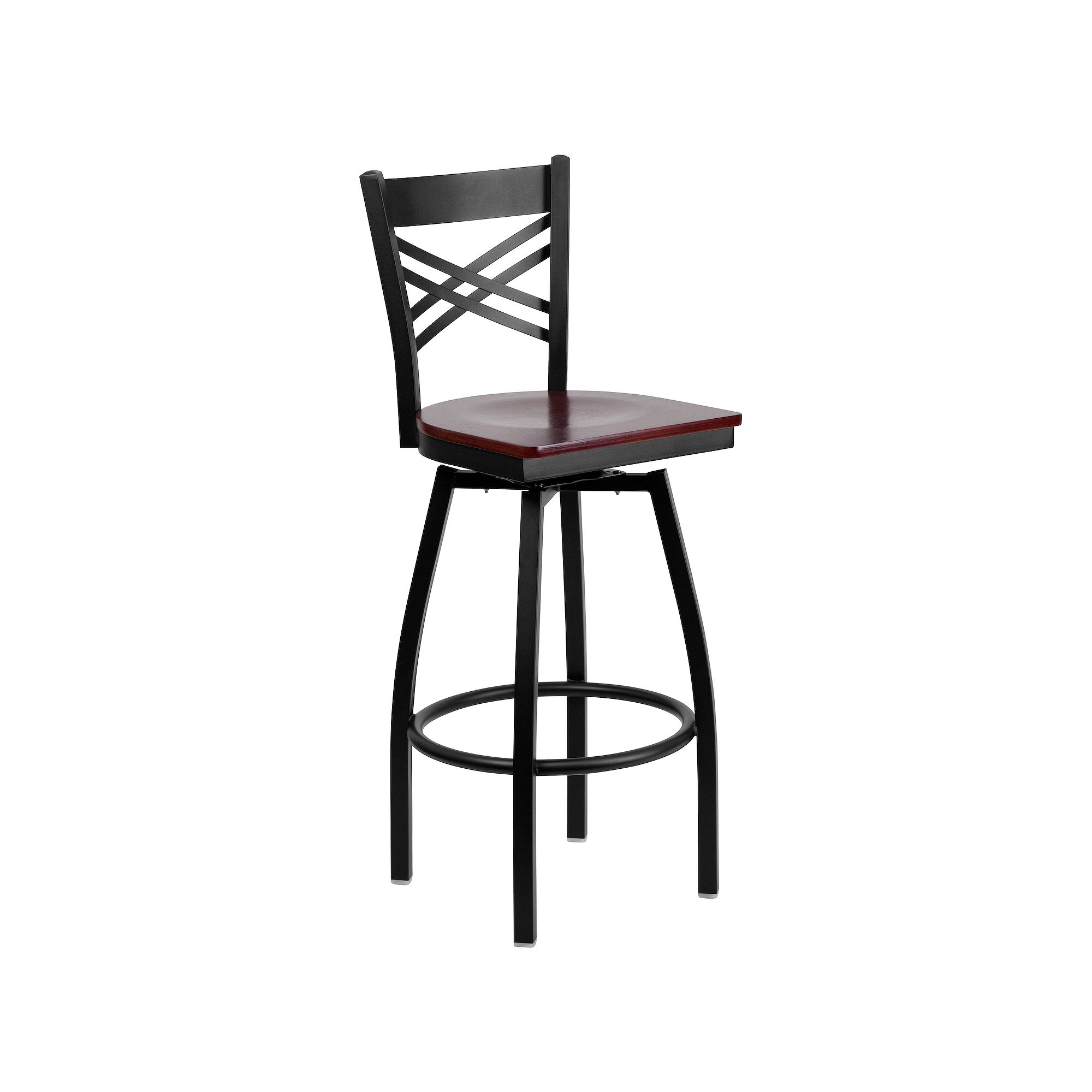 Flash Furniture Hercules Series Black X Back Swivel Metal Barstool, Bro