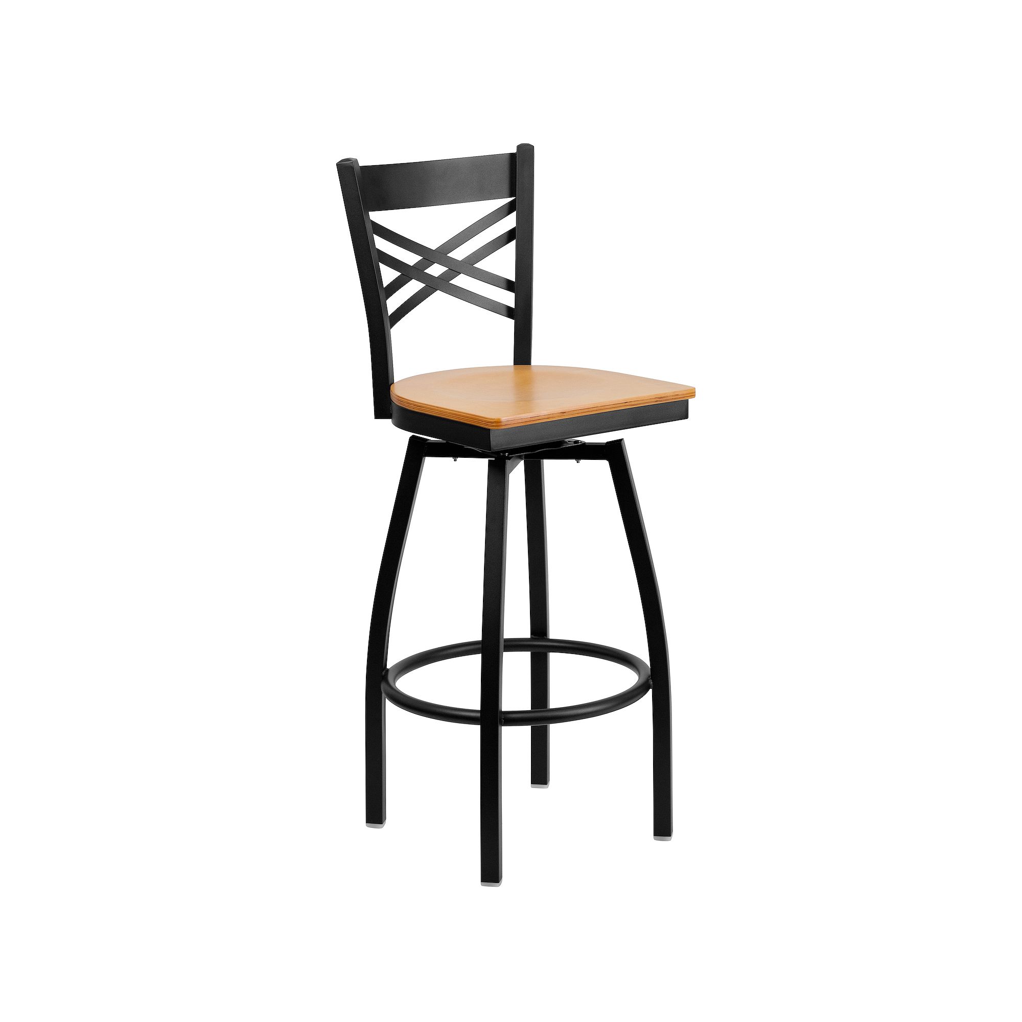 Flash Furniture Hercules Series Black X Back Swivel Metal Barstool, Nat