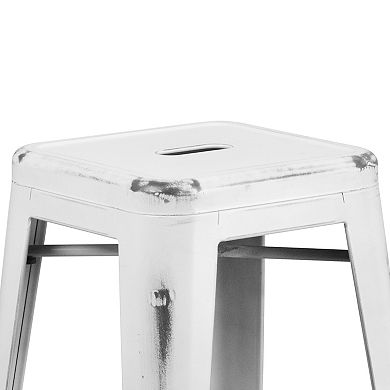 Flash Furniture Kai Commercial Grade High Distressed Backless Metal Barstool