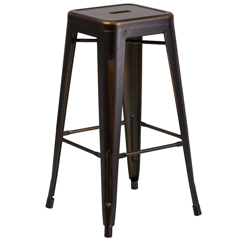 Flash Furniture Kai Commercial Grade High Distressed Backless Metal Barstoo