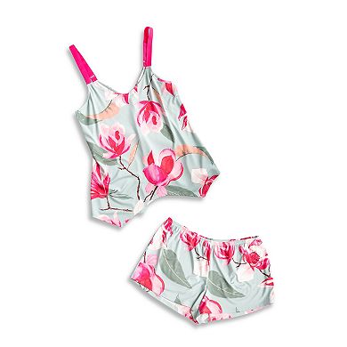 Women's Lilac+London Floral Blossom Print Tank Top & Pajama Shorts Sleep Set