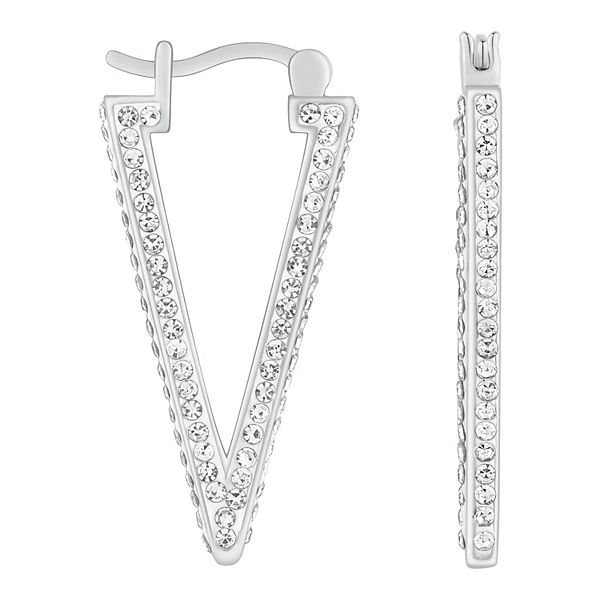 Chrystina Crystal V Hoop Earrings