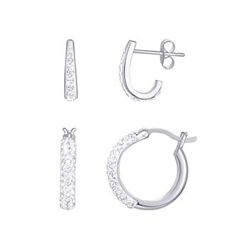 Chrystina Crystal J-Hoop & Huggie Hoop Earring Duo Set