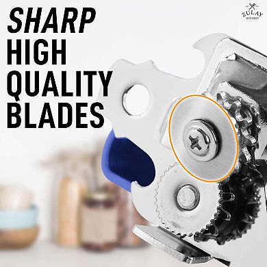 Zulay Kitchen Can Opener Handheld - Durable Manual Can Opener Smooth Edge Cut Stainless Steel Blades