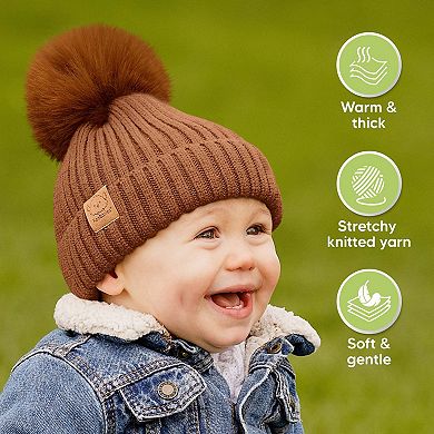Keababies 2pk Pom Baby Hats, Baby Beanies, Newborn Hats For Girls, Boys, 6-36 Months Baby Winter Hat