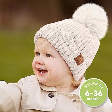 Keababies 2pk Pom Baby Hats, Baby Beanies, Newborn Hats For Girls, Boys, 6-36 Months Baby Winter Hat
