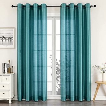 GoodGram Montauk Accents 2 Pack Ultra Luxurious Faux Silk Sheer Grommet Top Curtain Panels