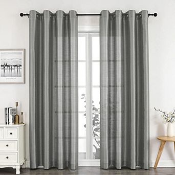 GoodGram Montauk Accents 2 Pack Ultra Luxurious Faux Silk Sheer Grommet Top Curtain Panels