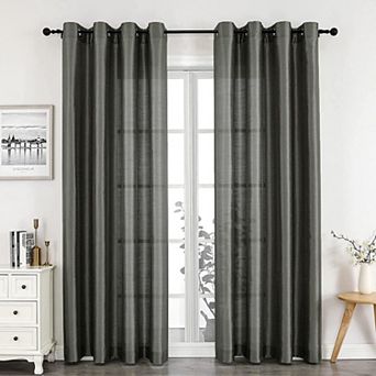 Kate Aurora Home Living 2 pc Lightweight Basic Sheer Grommet Top Curtain Panels