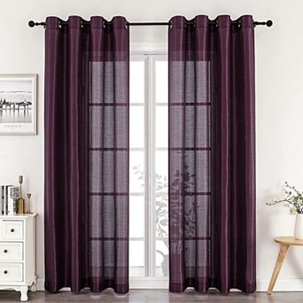 Kate Aurora Home Living 2 pc Lightweight Basic Sheer Grommet Top Curtain Panels