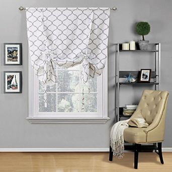 Kate Aurora Living Shabby Chic Trellis Quatrefoil Single Tie Up Window Curtain Shade
