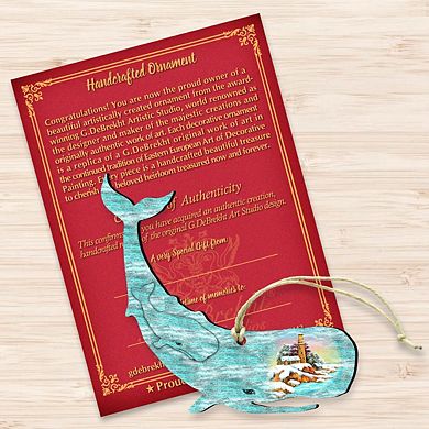 Whale Wooden Ornament by G. DeBrekht - Coastal Holiday Decor