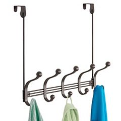 J&V Textiles Hanging Closet Organizer, Closet Hanging Storage Shelves, Grey/Beige 2-Pack (6-Shelf)