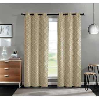 Kate Aurora Modern Living 2 Pack Aries Geometric Light Reducing Grommet Curtains