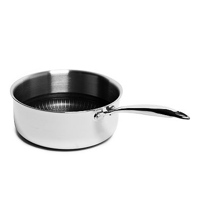 Tri-ply Stainless Steel Scratch Resistant Nonstick 2.7 QT Saucepan with Glass Lid