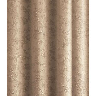 Kate Aurora Chic Living 2 Pack Floral Leaves Embossed Room Darkening Grommet Top Curtain Panels
